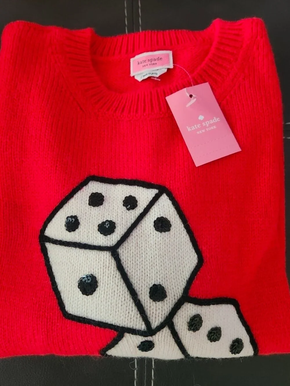 NWT Kate Spade Red Dice Sweater. Size S